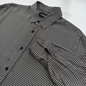 THE KOOPLES Houndstooth‎ Long Sleeve Button Up Shirt Mens Medium Black White